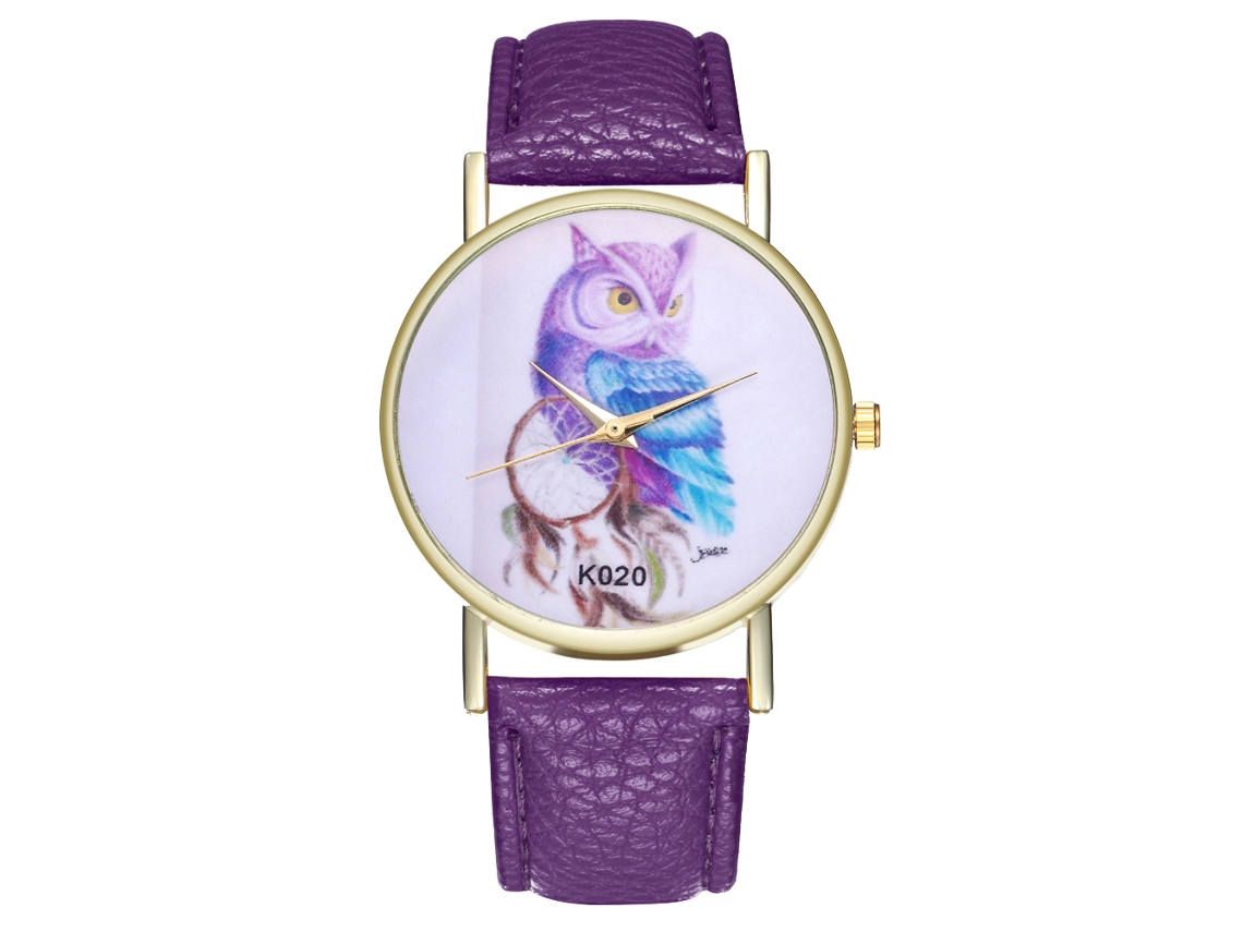 Reloj De Pulsera De Cuarzo Para Mujer Con Diseño De Búho Y Atrapasueños, Color Morado, Ideal Para Regalar.