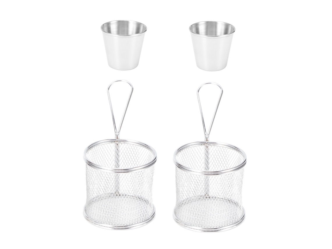 4 Pzs Mini Cesta Freidora de Acero Inoxidable para Cocina KOFIHETY