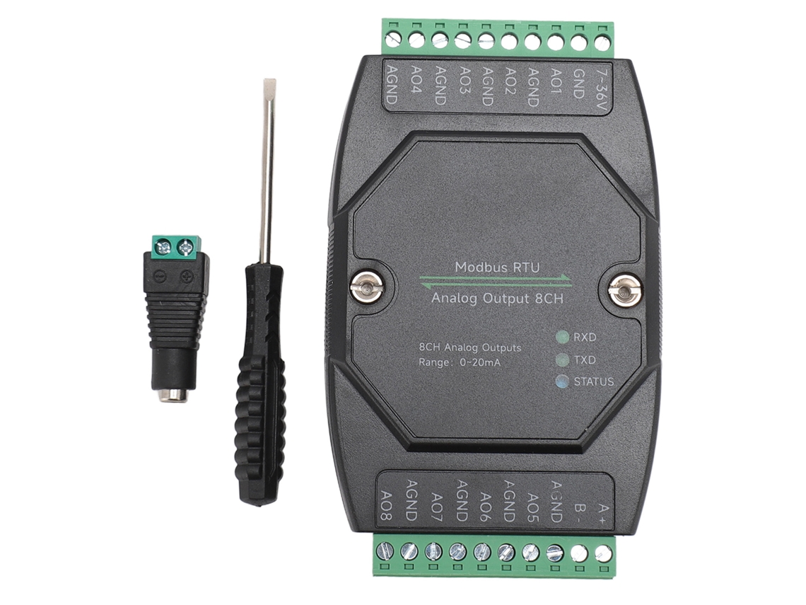 Módulo De Salida Analógica De 8 Canales Y 12 Bits, Conversión Rtu Rs485 Dc7-36v, Aislamiento Estable.