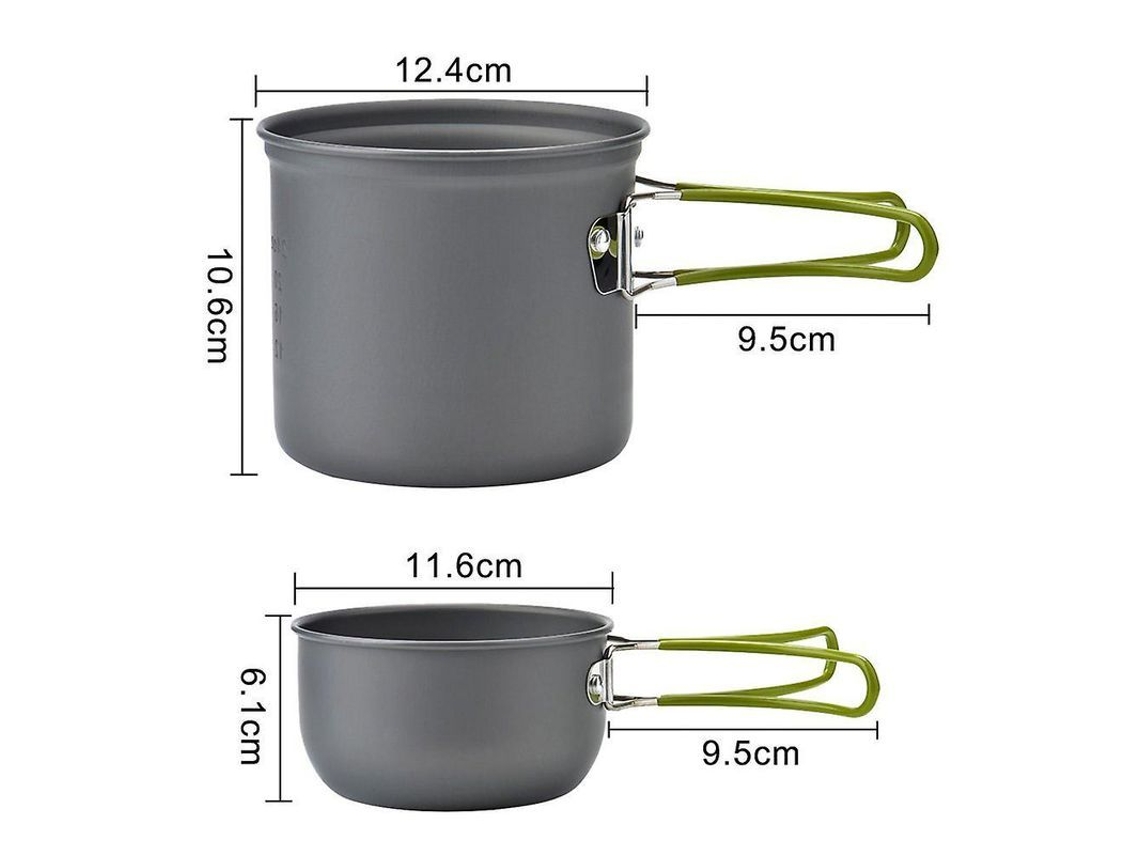 Set De Utensilios De Cocina Para Camping 1-2 Personas, Olla Y Sarten De Aluminio Compacta Con Bolsa Para Senderismo Y Picnics