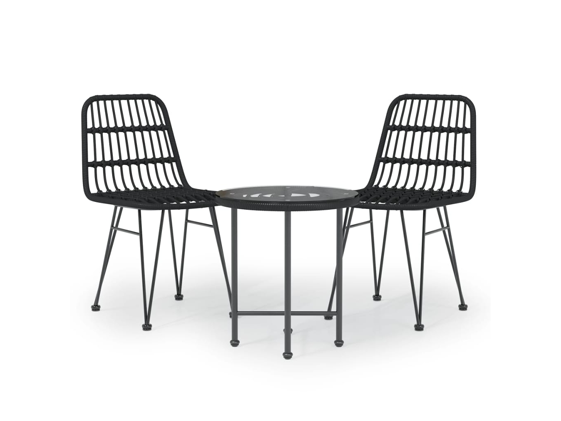 Maison Exclusive - Juego De Comedor De Jardín 3 Piezas Ratán Sintético Negro