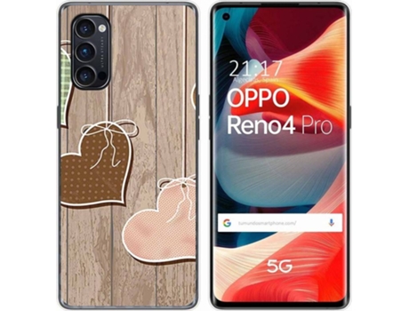 Carcasa Oppo Reno 4 Pro 5G TUMUNDOSMARTPHONE Corazones Madera