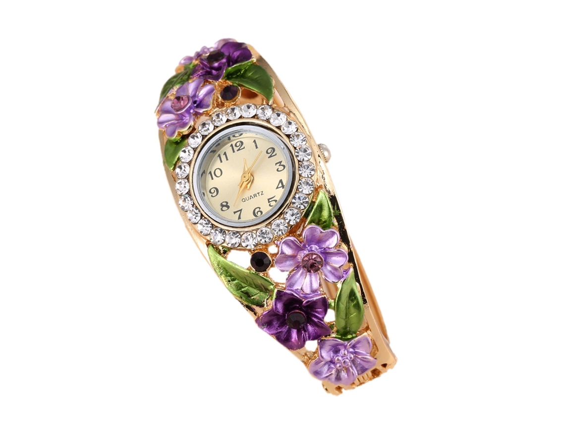 Elegante Reloj De Pulsera De Cuarzo Para Mujer Con Brazalete De Aleación Con Diamantes De Imitación 4
