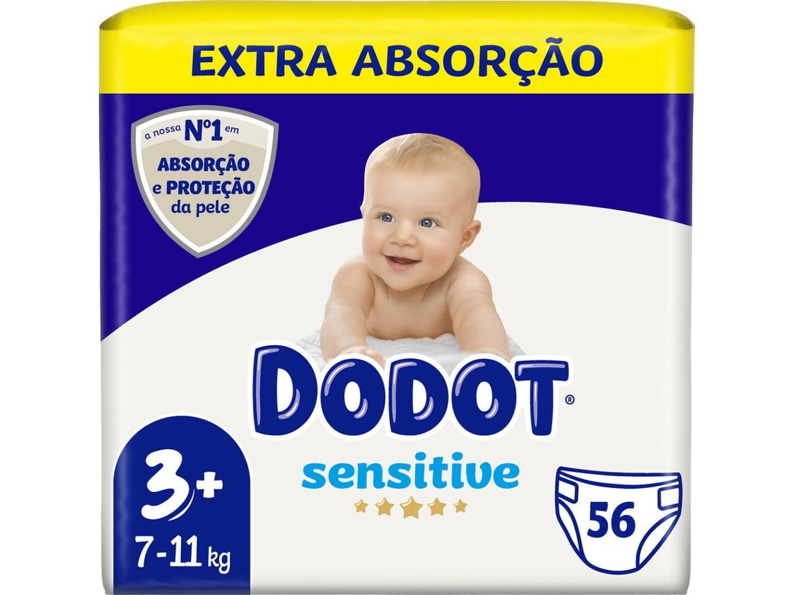 Pañales DODOT Sensitive Extra-Jumbo Pack T3 168 (3x56Un)