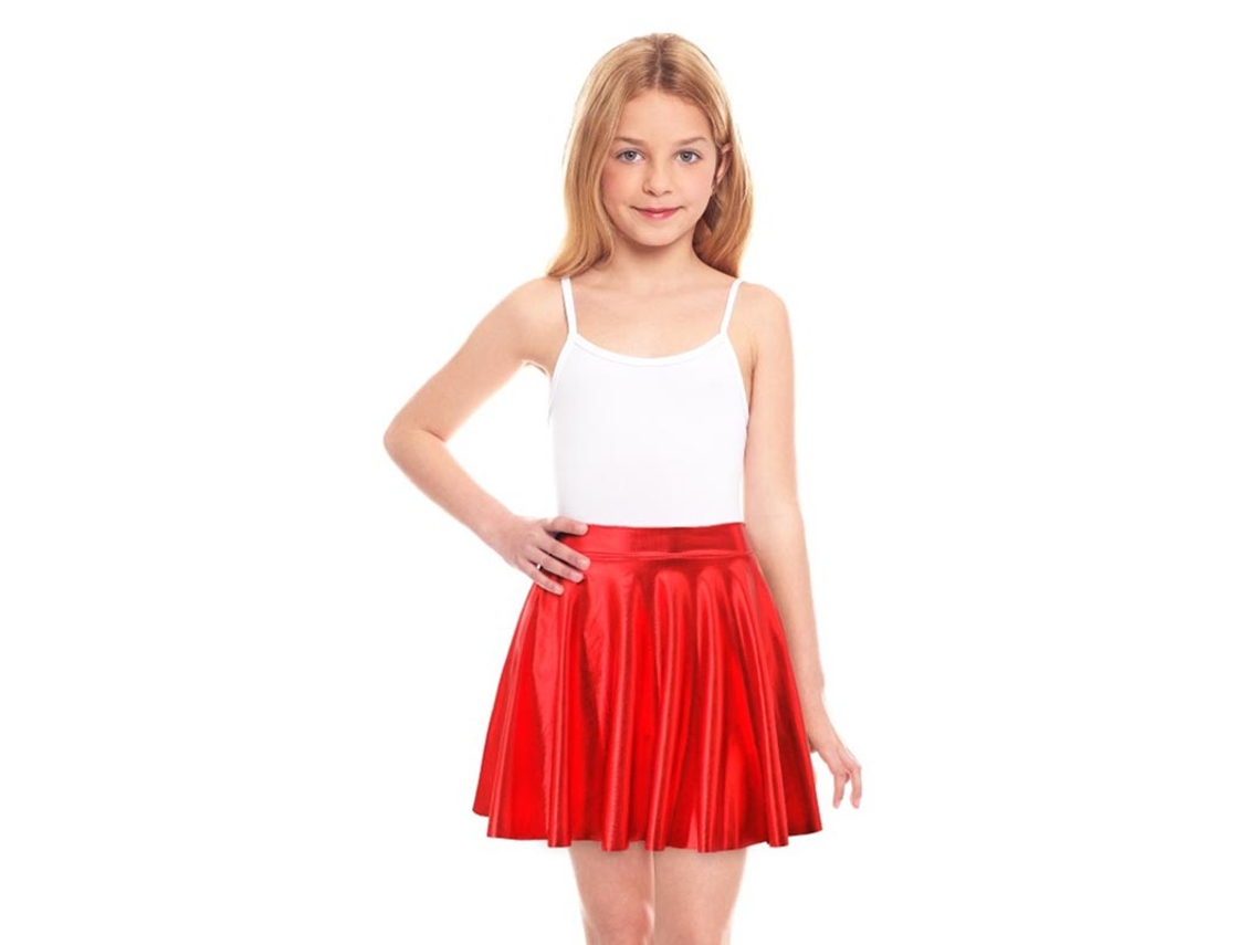 Falda de Vuelo rojo metalizada para niña