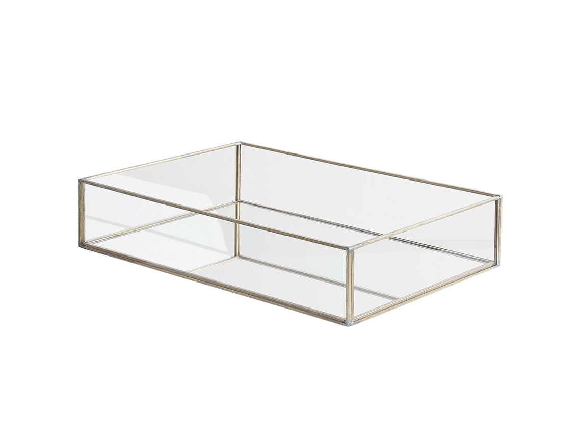 Bandeja BELIANI Grenoble de Vidrio Plateado 30x20x6