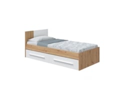 Cama Noa Blanco Artik (Blanco Mate) - Roble Nodi 196 x 77(cabecero),41(pies) x 97 cm
