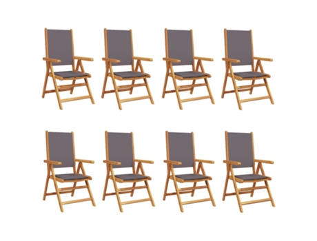 Conjunto 8 Silla De Jardín VIDAXL Antracita Madera