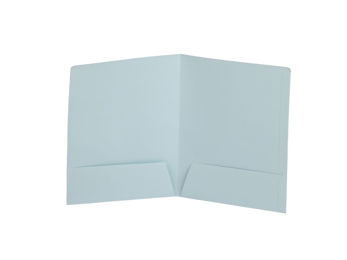 Carpeta De Bolsillo En Forma De L Con Diseño Biselado Y Bolsillo Integrado, Azul Cielo, Para Papeles, Suministros De Oficina