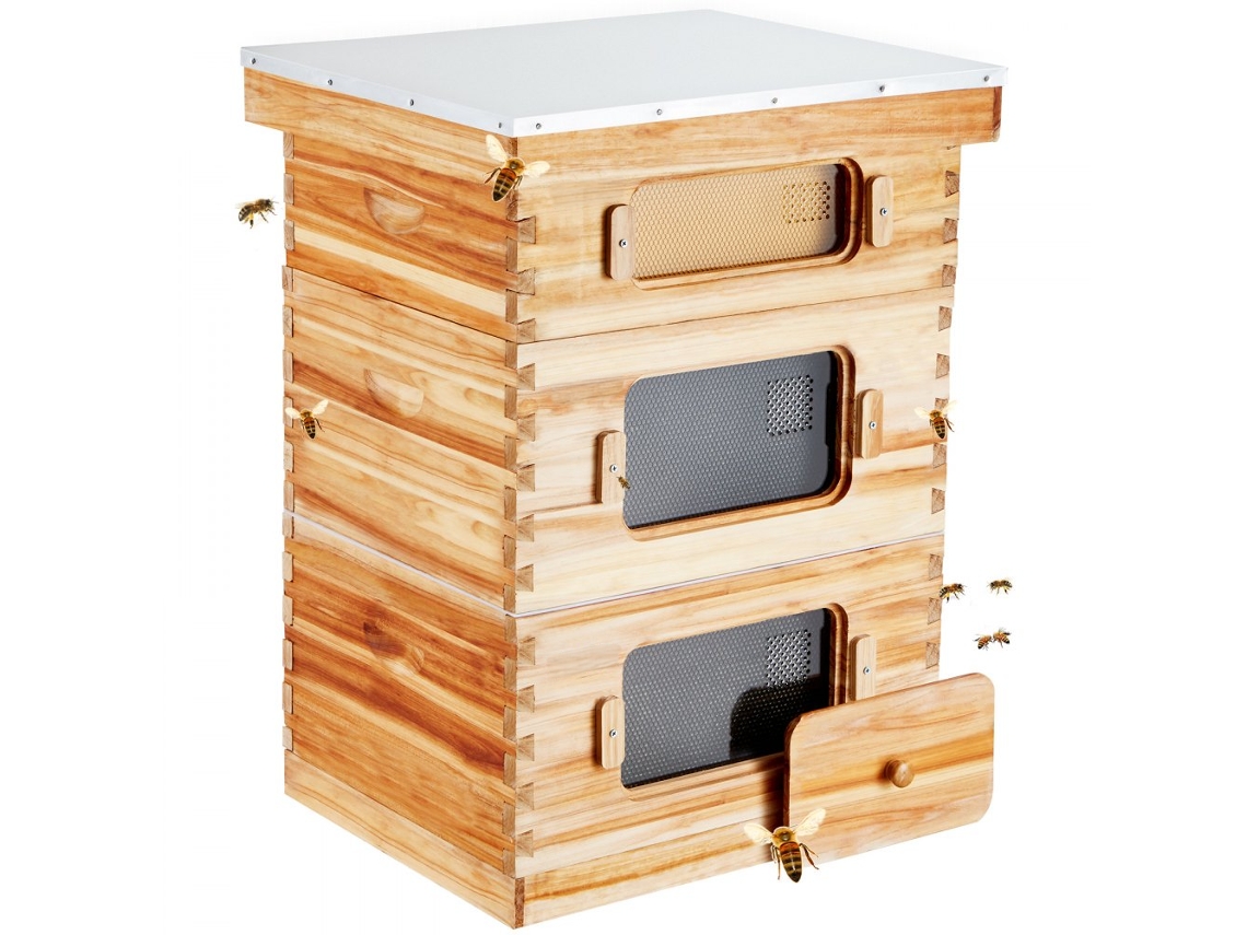 Conjunto de colmenas de cedro para apicultura con ventanas de acrílico Tekmaquinas