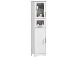 Mueble Columna Para Baño, Armario De Almacenamiento Con Cajón, 2 Puertas Y Estante Ajustable, 40 X 31 X 170 Cm, Blanco
