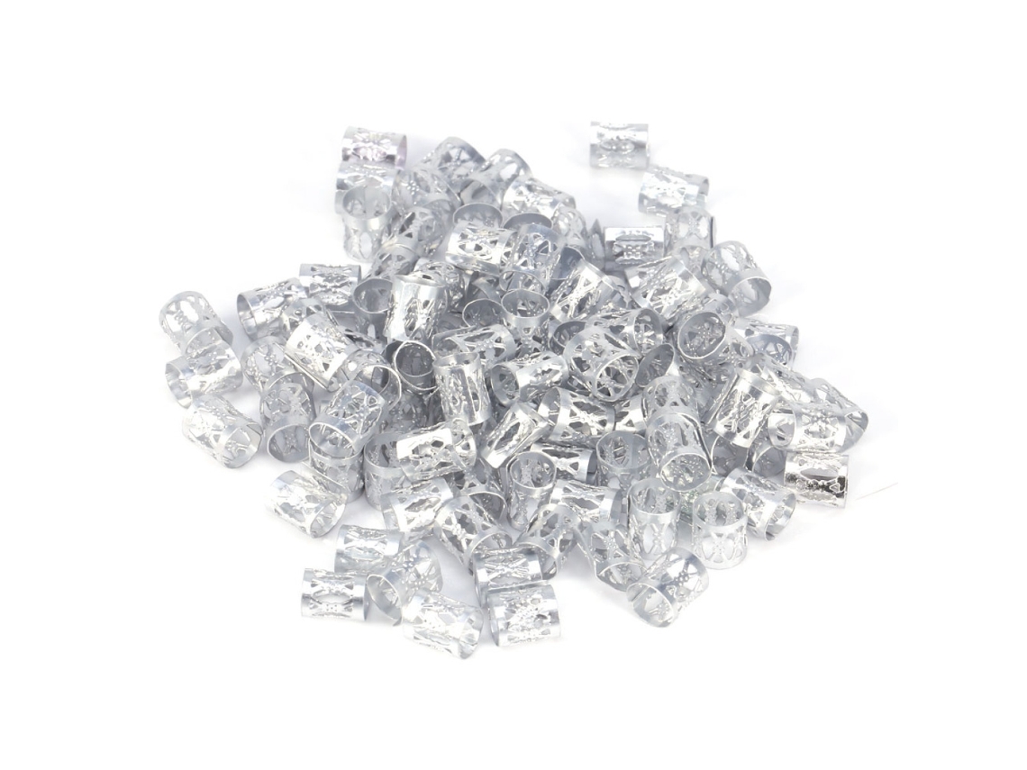100 piezas/bolsa de anillos trenzados coloridos, accesorios para el cabello (plata)