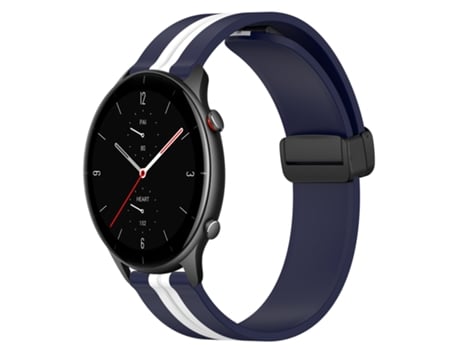 Correa de reloj inteligente para Amazfit GTR 2e, correa de silicona de 22 mm con cierre magnético plegable (azul medianoche + blanco)