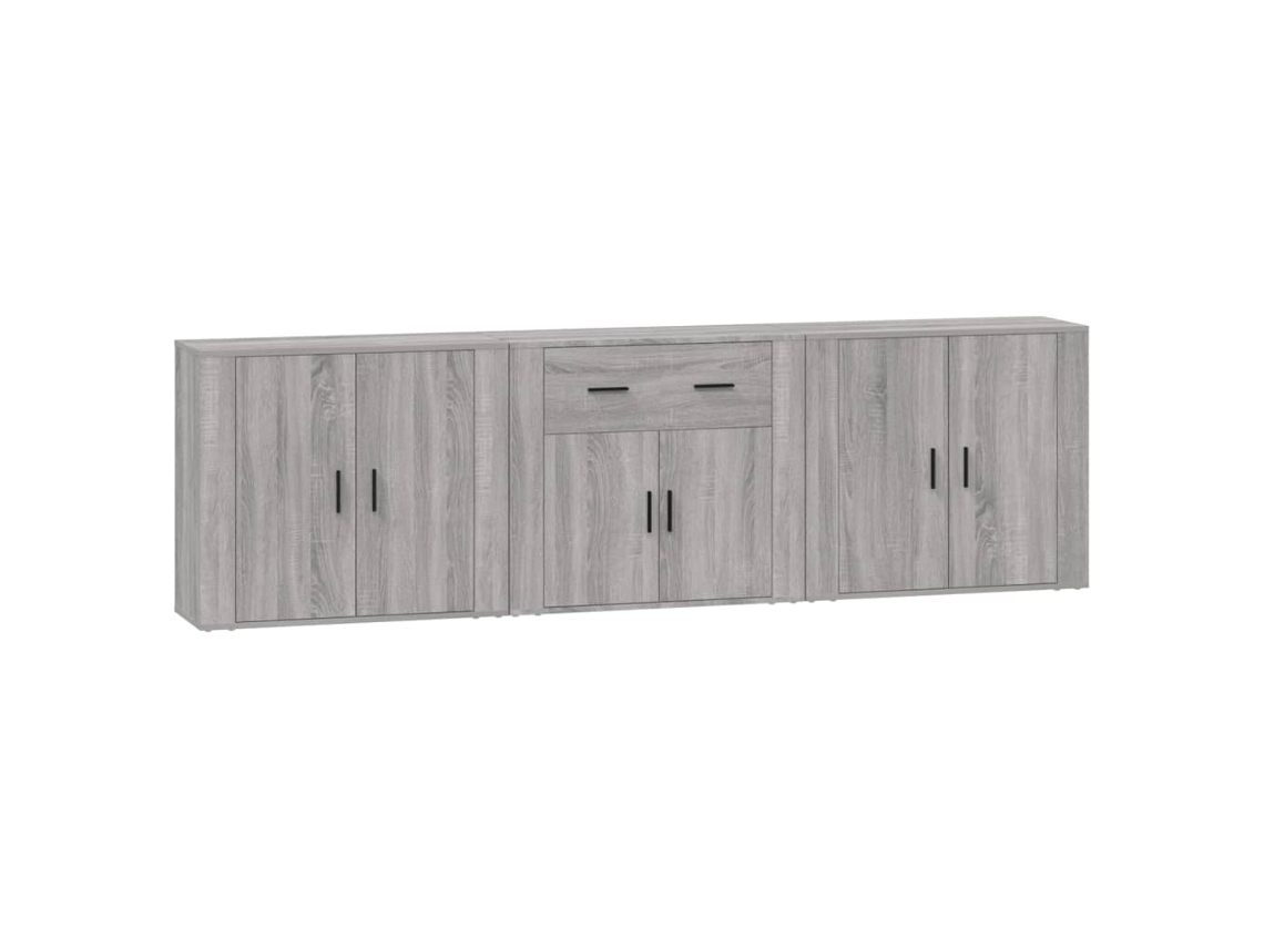 Maison Exclusive - Aparadores 3 Piezas Madera Contrachapada Gris Sonoma