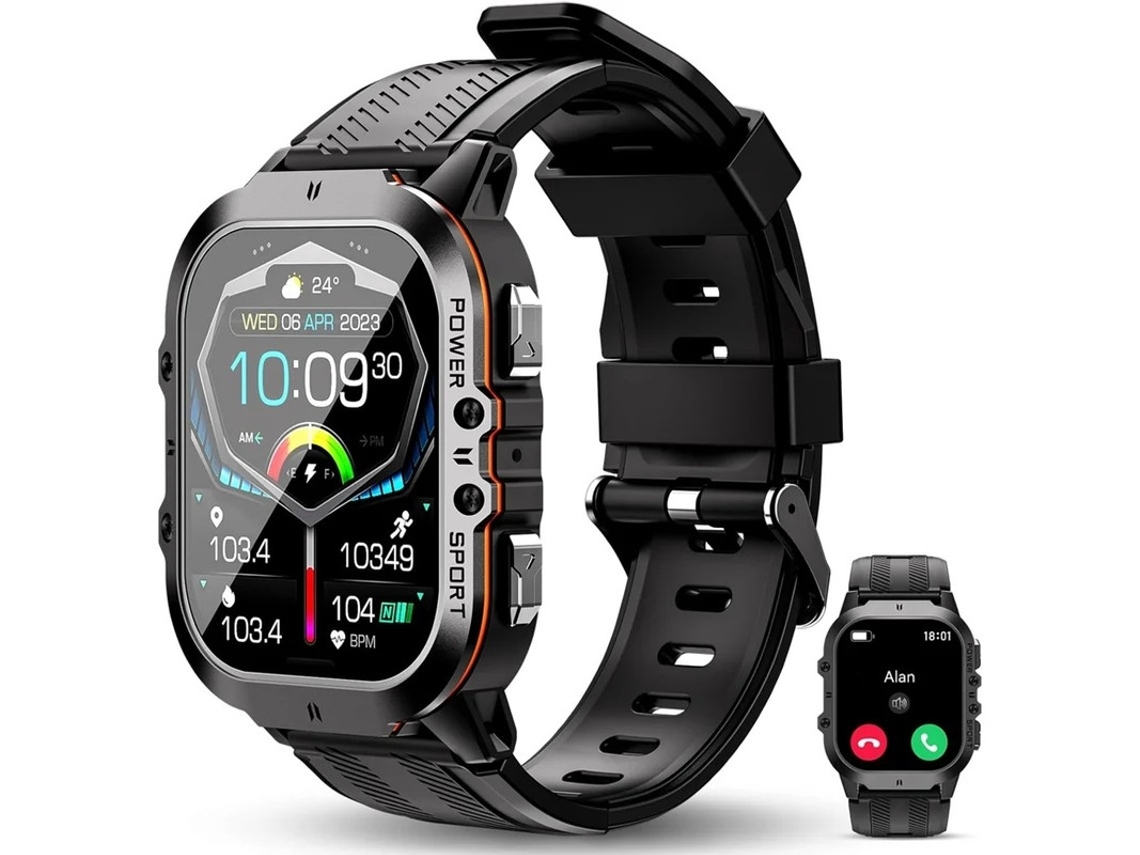Reloj inteligente deportivo para exteriores con pantalla AMOLED de 1,96 pulgadas, resistente al agua hasta 5 atm, con más de 100 modos deportivos y monitoreo Yizhood