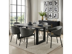 Sillas De Comedor 6 Unidades - Cómodas Y Transpirables, Modernas, Chenil Con Reposabrazos De Acero Inoxidable Dorado - Gris
