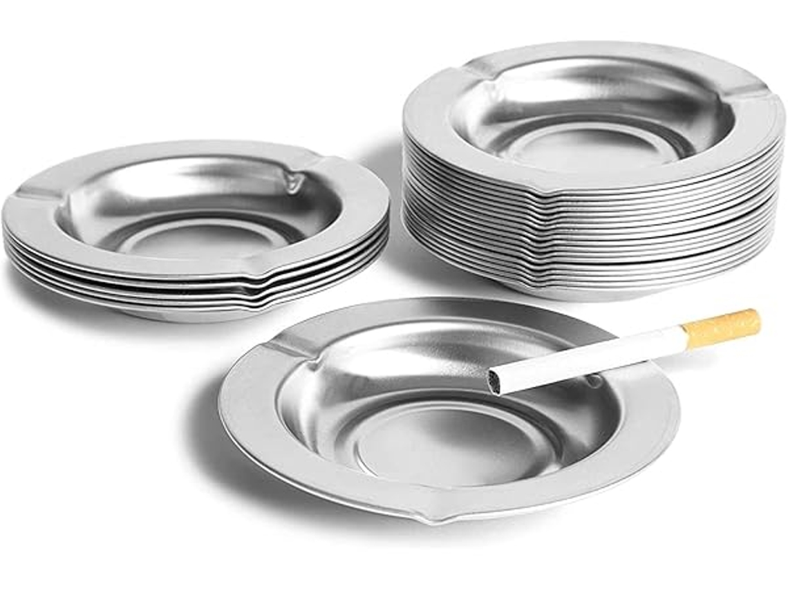 Ceniceros De Acero Inoxidable, Ideales Para Restaurantes Y Fiestas - Fáciles Limpiar 24 Unidades 12,2 X 1,5 Cm, Color Plateado, Hogar