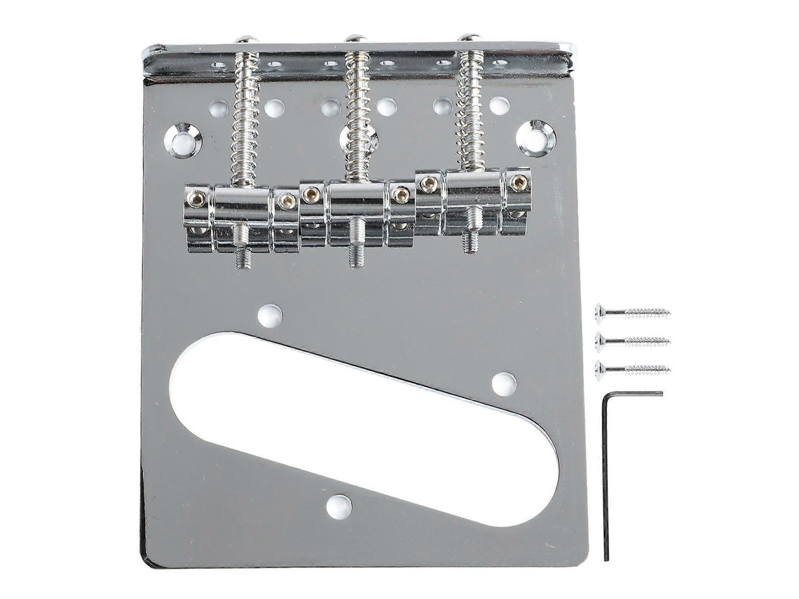 Puente para guitarra eléctrica con 3 selletas y orificio para pastilla de bobina simple.