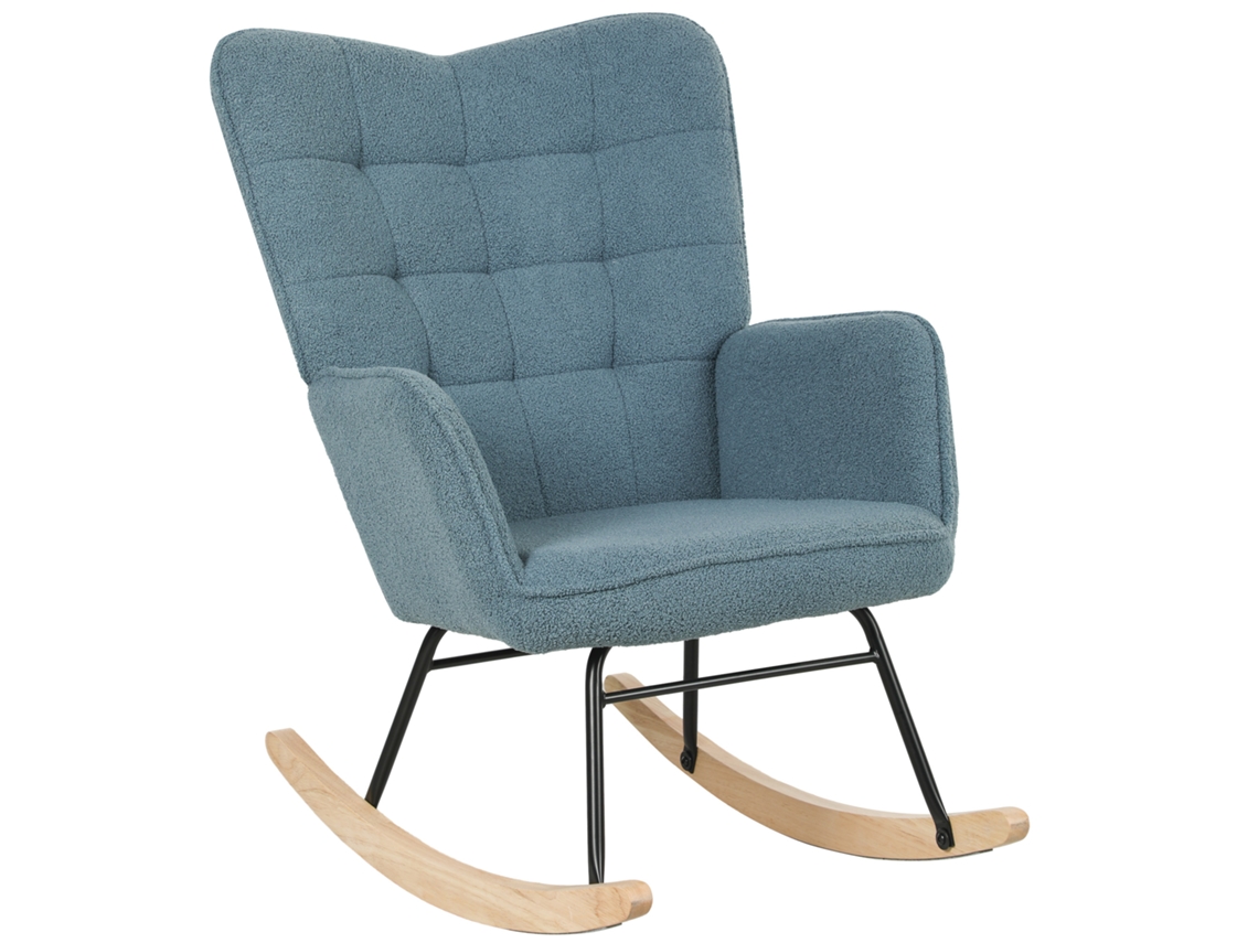 Cadeira De Baloiço, Formato Ergonómico, Bases Em Madeira Maciça, Suporta Até 120 Kg, Azul-claro