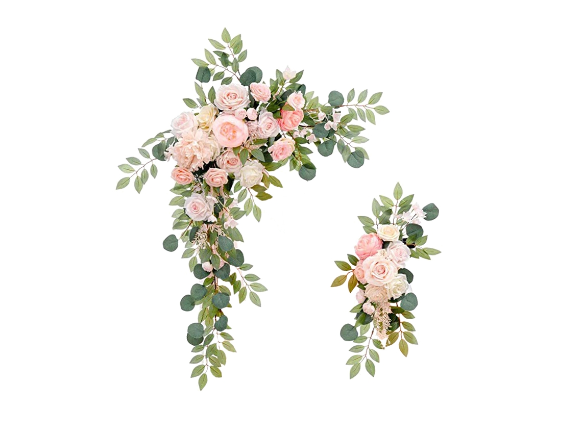 Kit de arco de boda, esquina floral grande, rosa