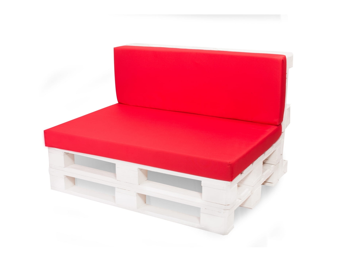 Cojines para palets 120x50 Asiento y Respaldo 120x40cm Rojo- Cojín para palets interior- exterior