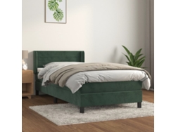 Cama Box Spring Con Colchón Terciopelo Verde Oscuro 100x200 Cm