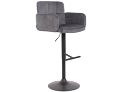 Taburete de bar giratorio en terciopelo gris oscuro y metal negro con reposabrazos, reposapiés y respaldo Tdb10656 Dcoshop26