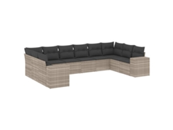 Conjunto de 10 sofás de jardín con cojines, mimbre gris claro, MAISON EXCLUSIVE (10 piezas)