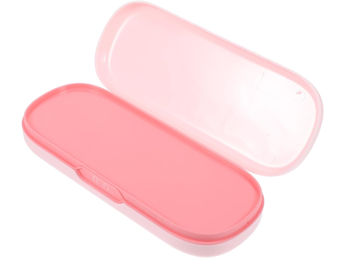 Estuche de lápices de doble capa y gran capacidad, fabricado en plástico práctico y duradero, de color rosa robot.