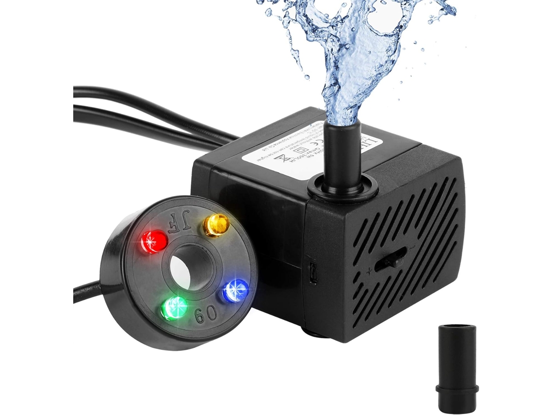 Minibomba de agua con 4 LED y ventosa, 160 l/h, 2,5 W, 220 V, Chrui