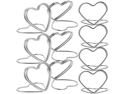Soportes Tarjetas Metal Plateado Forma Corazón Resistentes Decorativos Juego 10 Unidades Notas Papel Fotos