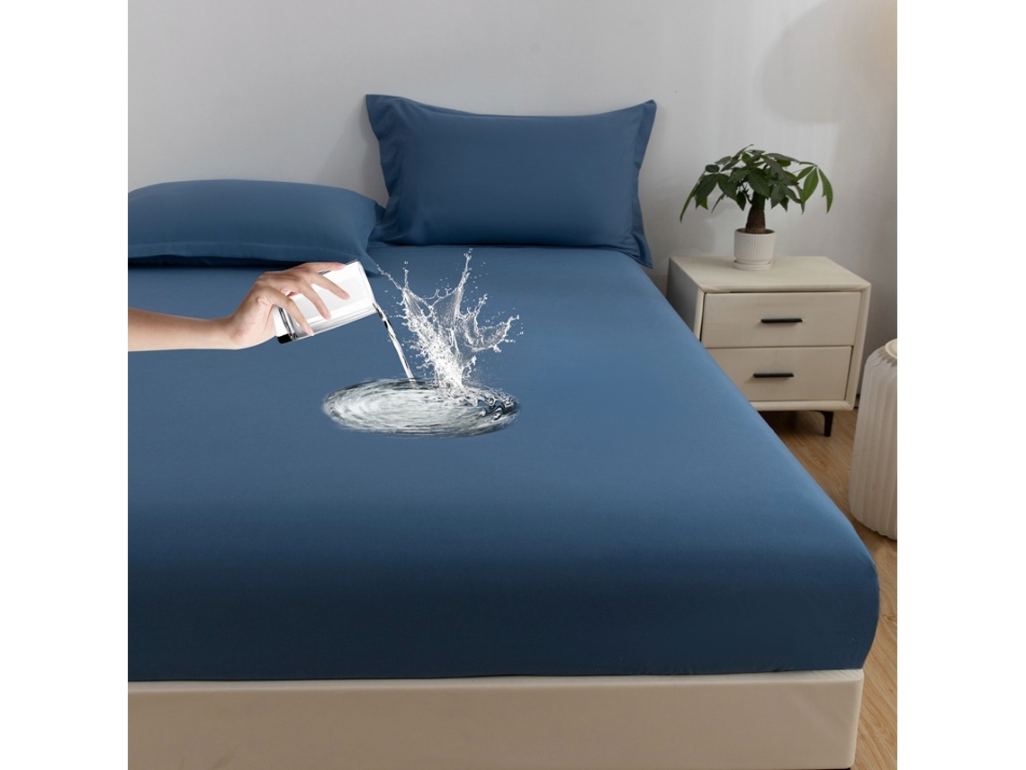 Protector De Colchón Impermeable Czhhmart 200cm X 220cm (con Dos Fundas De Almohada) Azul Oscuro