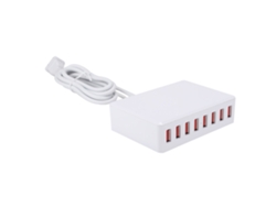 Estación De Carga De 8 Puertos, Cargador Inteligente Usb Multipuerto Blanco Para Smartphones, Enchufe Estadounidense