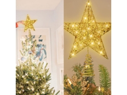 Estrella Led Iluminada De 25 Cm Para La Cima Del Árbol De Navidad, Con Batería Incluida. Decoración Navideña.