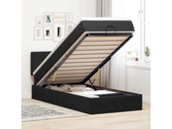 Estructura cama otomana colchón terciopelo negra 90x190 cm