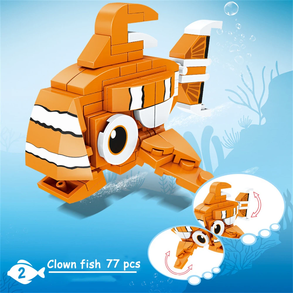 Juguete De Bloques De Construcción De La Serie De Animales Marinos (pez Payaso): Perfecto Para La Educación De La Primera Infancia