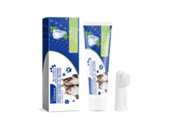 Kit de cuidado bucal para mascotas con protector dental y cepillo.