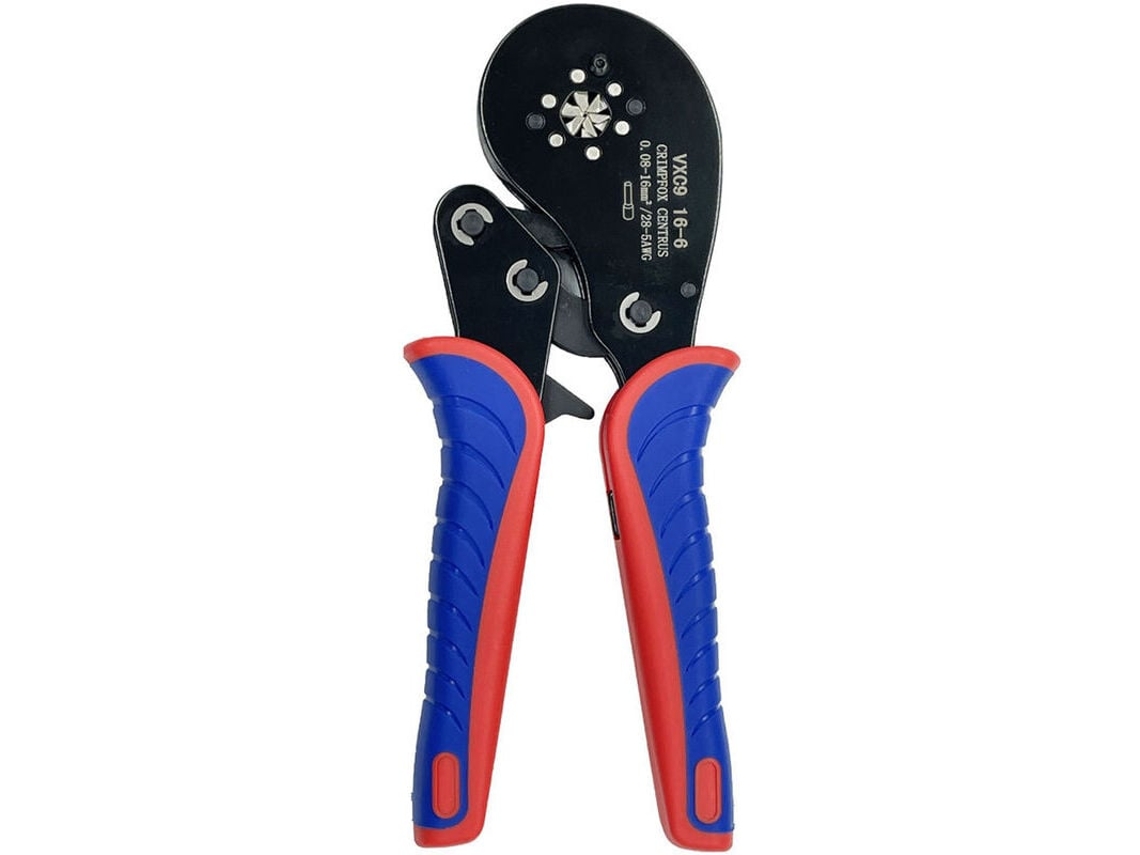 Herramienta de crimpado de terminales tubulares de 0,08 x 16 mm² con alicates de crimpado de electricista con trinquete (28,5 AWG)