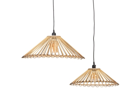 Lámpara de Techo BIGBUY HOME 57 x 57 x 20,5 cm Natural Bambú (2 Unidades)