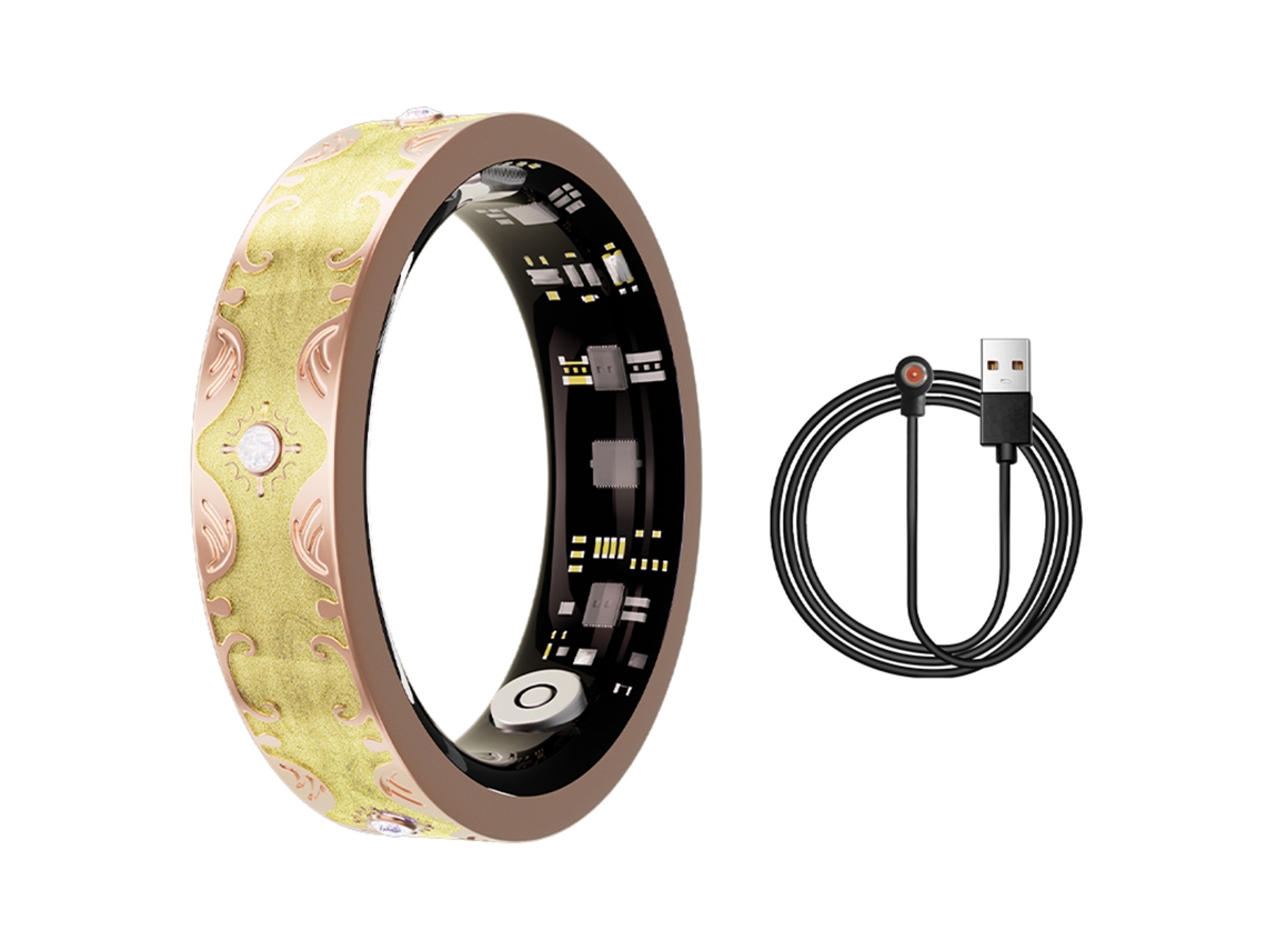 Anillo Inteligente (monitoreo De Sueño Deportivo Y Seguimiento De Salud Bluetooth) Artesanía Esmaltada V10 Impermeable Ip68 Amarillo 8