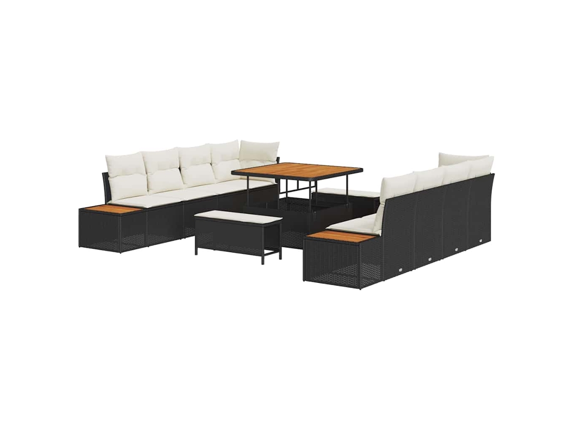 Maison Exclusive - Conjunto De Sofás De Jardín Con Cojín 11 Pcs Negro Poliratán