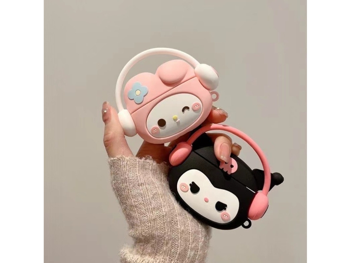 Funda protectora con diseño de Sanrio 3D Kuromi Melody para Airpods 4, 1, 2, 3 Pro y Pro2, fácil de transportar. Vayotoy.