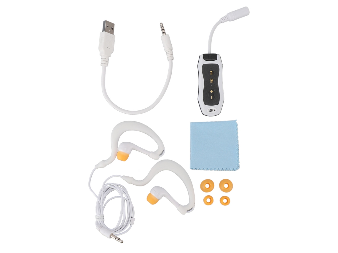 Reproductor Mp3 Resistente Al Agua Ipx8 Con Auriculares Recargables, 8 Gb, Para Natación, Buceo Y Correr - Blanco