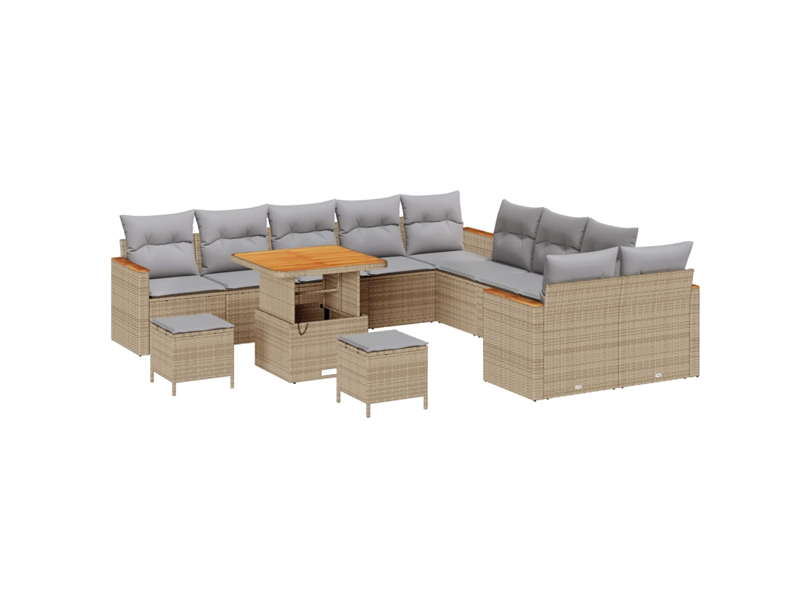 Maison Exclusive - Conjunto De Sofás De Jardín 13 Pcs Beige Ratán Sintético