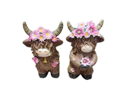 Vaca de las Tierras Altas decorativa para el hogar, el jardín, la mesa o la entrada.