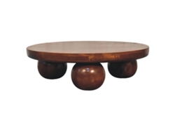 Mesa de centro de madera maciza, marrón oscuro, muebles artesanales