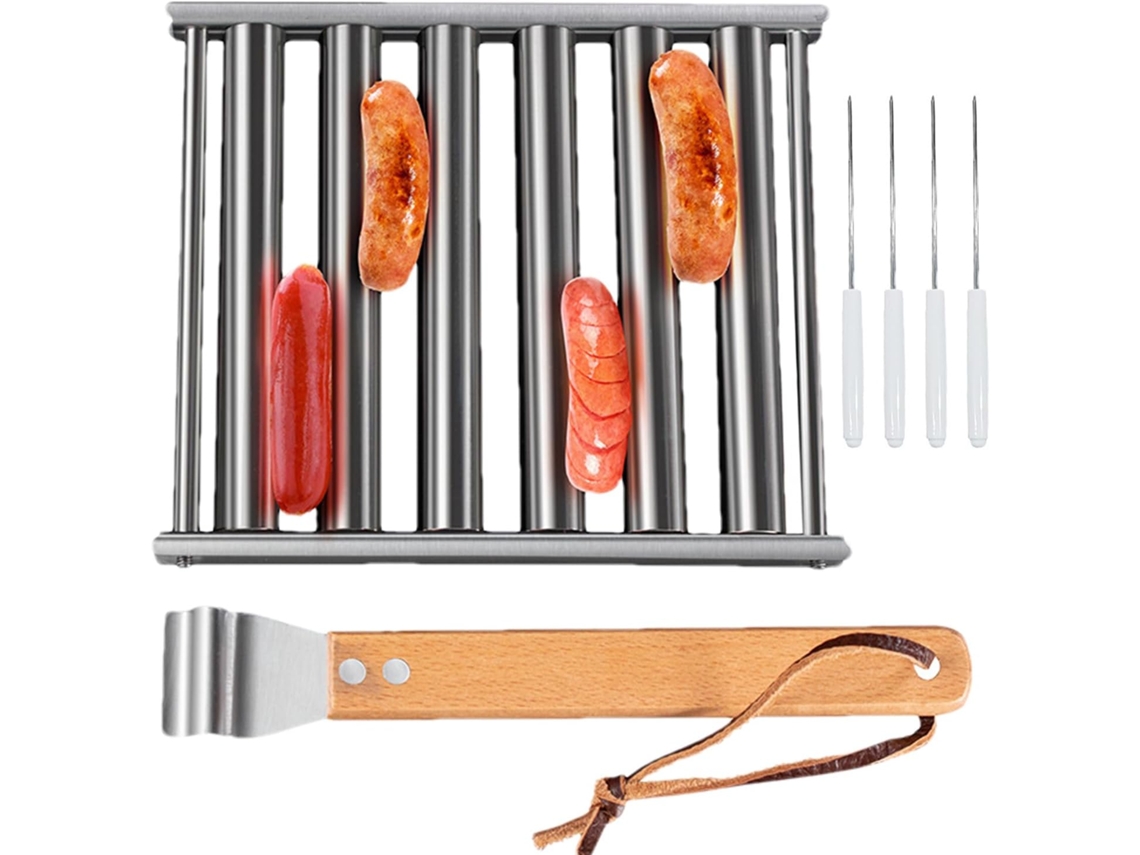 Soporte Para Pan De Perrito Caliente Parrilla Perritos Calientes Utensilios Cocina Acero Inoxidable Con Mango Madera
