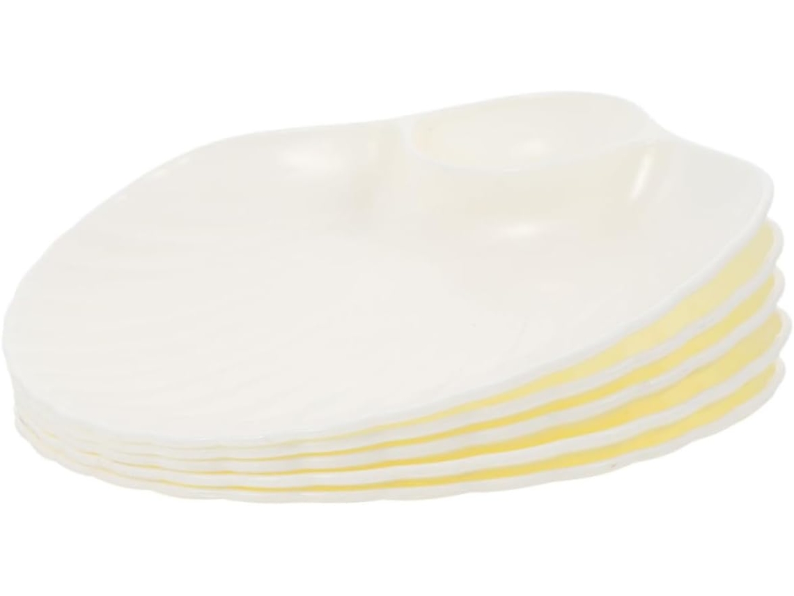 5 Platos Para Mojar Alimentos Con Forma De Concha, De Pp Blanco, Fáciles De Usar.