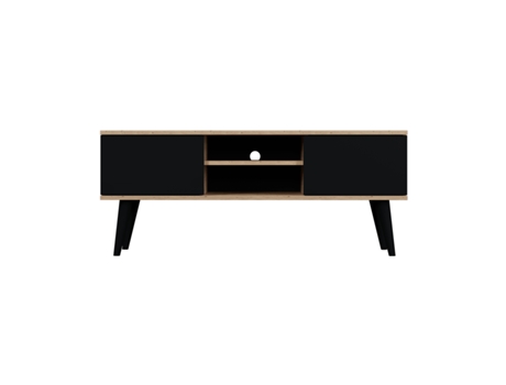 Mesa de Tv Toronto 120 Cm Preto e Madeira