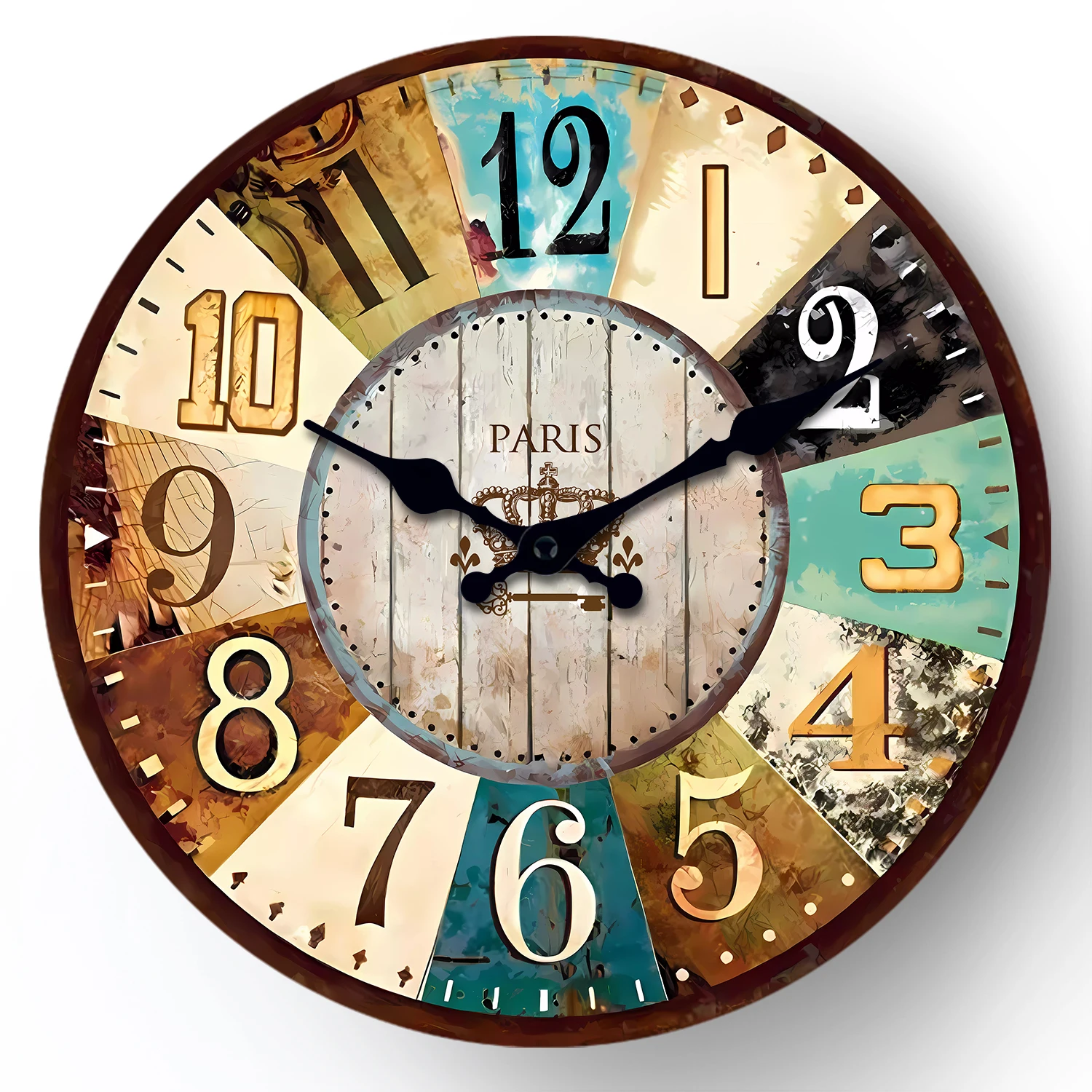 Reloj De Pared De Madera Estilo Mediterráneo Vintage (16 Pulgadas), Reloj De Cuarzo Silencioso